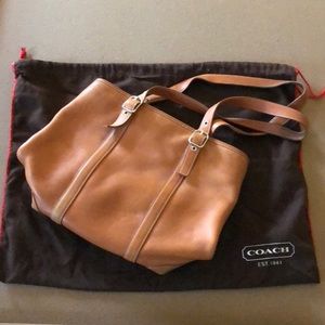 Camel coach leather bag